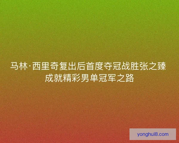 马林·西里奇复出后首度夺冠战胜张之臻 成就精彩男单冠军之路 马林·西里奇复出后首度夺冠战胜张之臻 成就精彩男单冠军之路